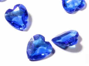 Lot (9) vintage Czech heart faceted sapphire blue glass rhinestones 8mm - Picture 1 of 2