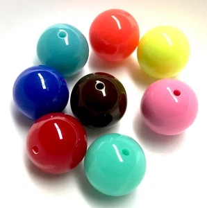 8 pcs Solid Chunky Large 20mm GumBall Candy Bubble Gum Acrylic Beads - Picture 1 of 11
