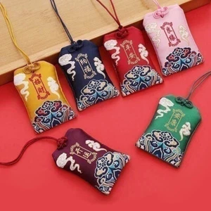 Amulet Prayer Bag Omamor Hanging Neck Lucky Bag Sachet Embroidery Yu Shou - Picture 1 of 11