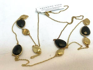 Argento Vivo Onyx 18kt Vermeil Necklace  36" - Picture 1 of 5