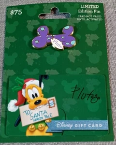 Official Disney Holiday Gift Card Pin - Pluto Bone Present w/ Gift Card ($0) - Picture 1 of 1