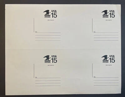 CVUX1 Uncut Unused Sheet of 4 Postal Buddy Cards 15c - Image 1 of 2