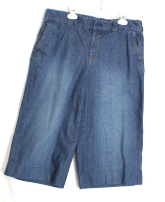 Pantalones de Jean Capri CARIBBEAN JOE Talla 12 Pequeños Medianos Azul Pierna Ancha Bolsillo Goucho Foto 1 de 4