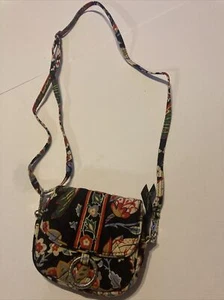 Vera Bradley Mini Crossbody Little Hip Bag Zip Snap Pockets Ribbon 5.5x4.5" - Picture 1 of 9