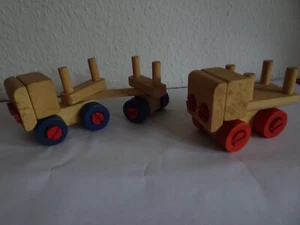 Kinder Spielzeug Holz Autos LKW Transporter - Bild 1 von 14