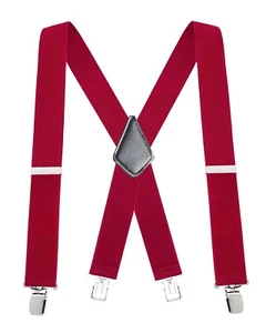 Buyless Fashion Mens Suspenders 48" Elastic Adjustable Heavy Duty 2" Wide X Back - Picture 1 of 77