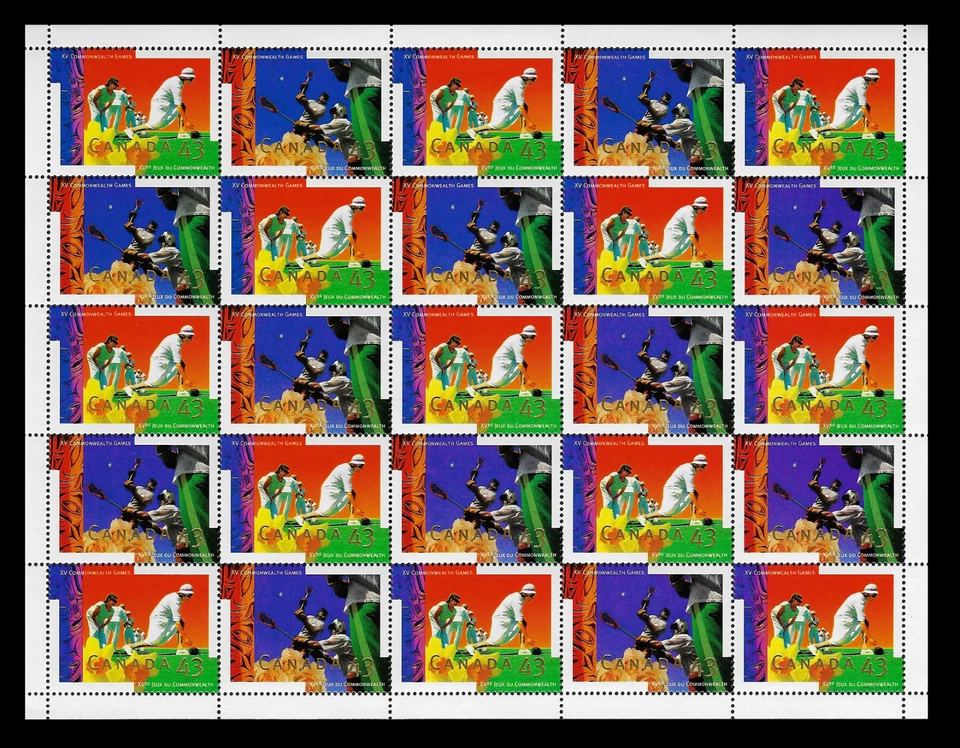 Canada Stamps — Full Pane of 25 — XV Commonwealth Games #1517-1518 / MNH - Image 1 of 1