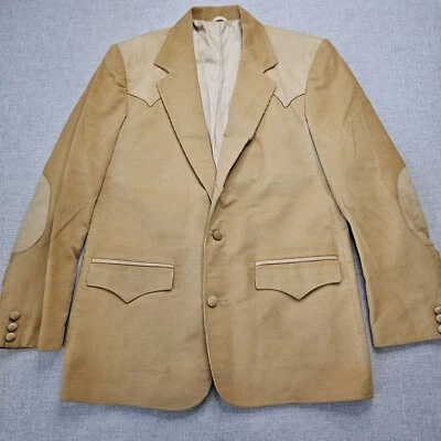 Vintage Pioneer Wear Blazer Mens 44 Sport Coat Suede Camel Corduroy Jacket  - Image 1 of 4