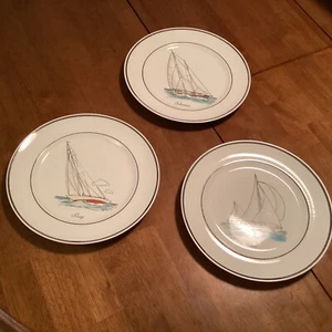 Set Of 3 Dishes Delano Studios By Y.E. Soderberg Sailboats Schooner, Yawl, Sloop - Picture 1 of 14