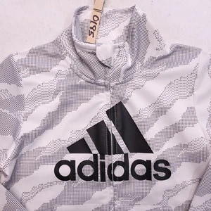 Adidas Zip Up Casual Long Sleeve Sweatshirt Youth Boys Size 4 White Gray Black - Picture 1 of 8