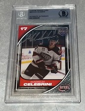 Macklin Celebrini signed Chicago Steel #17 Rookie Card RC 2024 Top Pick Beckett