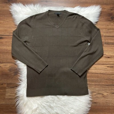 Via Europa Men’s Brown V Neck Pullover Dress Sweater Size M 100% Acrylic EUC - Image 1 of 4