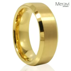 Wolfram Hochzeitsband Herren 18 Karat vergoldeter Verlobungsring Damen 6 mm 8 mm NEU - Bild 1 von 26