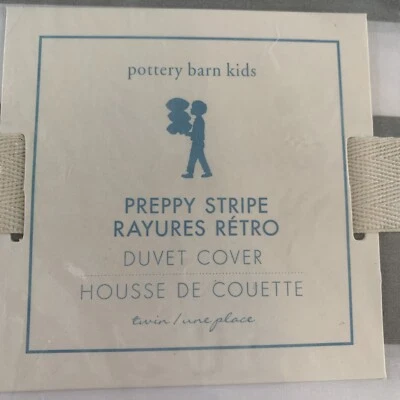 Funda nórdica Pottery Barn Kids preppy rayas gris doble Foto 1 de 3