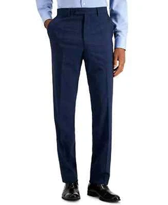 Nautica Men's Blue Plaid Modern Fit Flat Front Dress Pants 41Wx31L E04393 - Picture 1 of 6