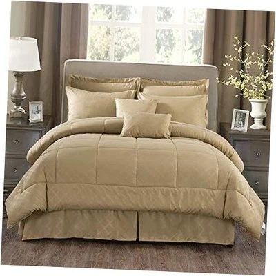  Size Comforter Set with Sheets for 14" Deep Pocket - 430GSM King Taupe - Image 1 of 4