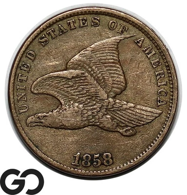 1858 Flying Eagle Cent Penny, Small Letters, Choice XF++/AU - Image 1 of 3