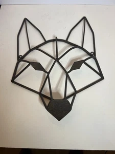 Metall Eisen Geometrisch Wolf Fuchs Kojote Rustikal Skulptur Gesicht 3D Wandbild - Bild 1 von 4