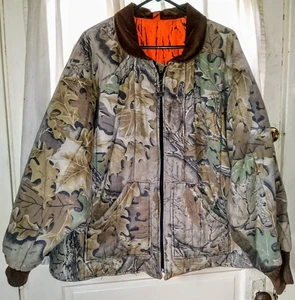 VINTAGE XL WALLS Reversible Orange & Camo Hunting Jacket Coat Realtree Archery - Picture 1 of 8