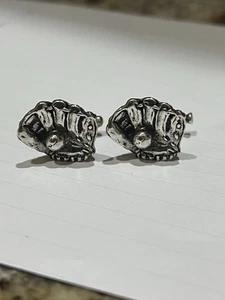 Vintage Sterling Silver 925 Baseball Glove W/ball & Bat Cuff Links Singed - Imagen 1 de 8