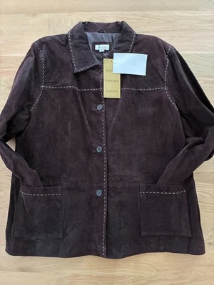 Nuevo con Etiquetas Denim & Co Choc Chaqueta de Gamuza Marrón Costuras en Contraste - Mujer Talla 2X Foto 1 de 4