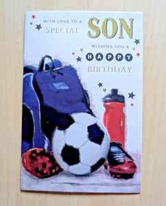 Son Birthday Card - 9"x6" - Football Men Male For Him Adult Boy Loving Verse - Picture 1 of 3