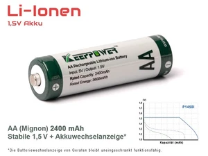 AA 1,5 V  Li-Ion-Akku mit 3600mWh (ca. 2400 mAh) von Keeppower - Bild 1 von 1