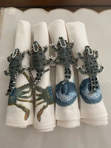 WORLD MARKET GATOR Napkin Rings Beaded Set Of 4 NEW - Picture 1 of 14