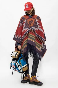 Super Duper Nice! Not Many Made_Dsquared2 Jacquard Etnico Multi Poncho_Alpaca - Picture 1 of 7