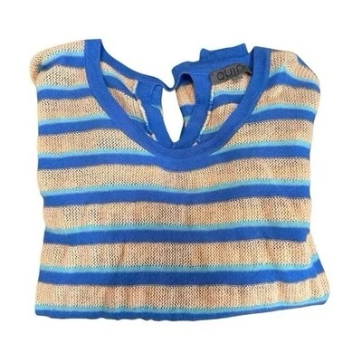 Top para mujer Quinn azul y tostado a rayas 100 % cachemir M Foto 1 de 4