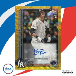 2025 Topps Chrome Ben Rice Rookie Auto Gold Wave Refractor 25/50 NY Yankees - Picture 1 of 10