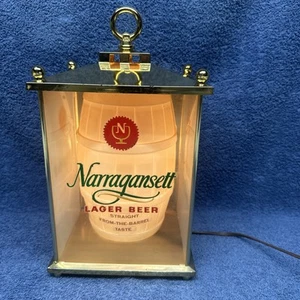 1960’S NARRAGANSETT LAGER BEER LIGHT UP HANGING LANTERN 11” X 7” X  5” SIGN - Picture 1 of 14