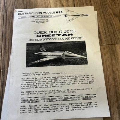 Bob Parkinson Models Cheers Jet Kit R/C Glow Ducked Fan Edf New In Box - Image 1 of 4