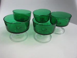 5x Vintage Luminarc Cavalier Green Glass Sorbet Ice Cream Dessert Dishes Bowls - Picture 1 of 4