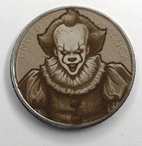 Pennywise IT Clown US plattiert Viertel Oberfläche graviert Hobo Nickel / Liebesmedaille - Bild 1 von 2