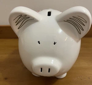 2001 handbemalt & signiert Sparschwein mit Herzmotiven. 8-1/2” x 6” x 8”. EUC - Bild 1 von 5