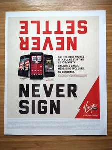 2012 Virgin Mobile Retro Magazine Print Ad 3 Cell Phones Never Settle Never Sign - Picture 1 of 1