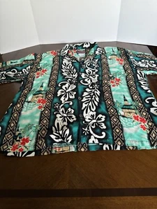 BASIX MENS LARGE HAWAIIAN SHORT SLEEVE BUTTON UP SHIRT PRE-OWNED - Picture 1 of 4