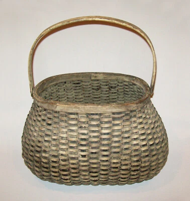 Antigua canasta de férula con mango oscilante bulboso grande muy inusual de colección de la década de 1890 Foto 1 de 4