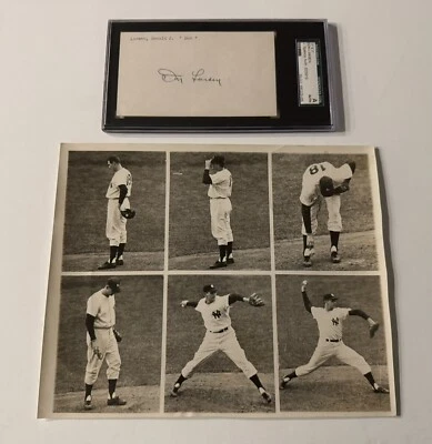 Don Larsen Signed 3x5 Index Card JSA SGC Encapsulated Yankees Original AP Photo - Image 1 of 2