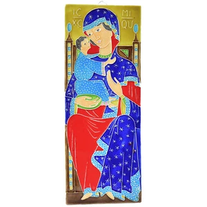 39 x 15 cm - Colgante de pared vintage icono Vladimirskaya Virgen IC XC MI QU - Imagen 1 de 6
