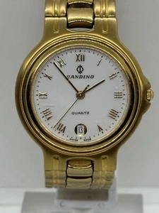 Candino 2.430.0.0.60 Quartz Wrist Watch Swiss Made 50m Waterproof Day Gold Tone - Picture 1 of 20