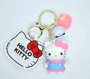 HELLO KITTY Keychain - Soft Silcone, Bell, Winter Scarf - NEW with tag - Picture 1 of 6