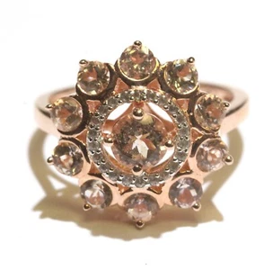 Nuevo anillo de mujer 925 enchapado en rosa Morganita zafiro blanco 3,6 g talla 7 - Imagen 1 de 7