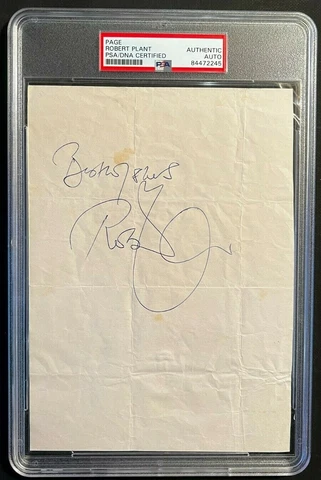 🔥 ROBERT PLANT LED ZEPPELIN SIGNED AUTOGRAPHED 5.75 x 8 CUT PSA/DNA SLABBED COA Cover