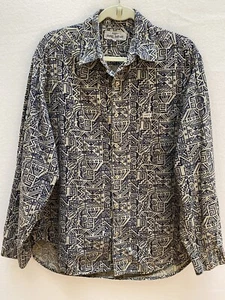 VTG 80’s Guess Mens Long Sleeve Cotton Button Down Shirt Aztec Print M L - Picture 1 of 7