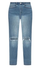 ELOQUII Elements Women's Plus Size Distressed Straight WIDE  Leg Jeans - Size 20