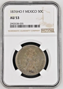 1876HO F Mexico 50C NGC AU 53 - Very Scarce in high grade. - Picture 1 of 2