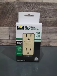 EZ-FLO Selbsttest GFCI-Steckdose 15 AMP Elfenbein Teil 62168 schlankes Design - Bild 1 von 5