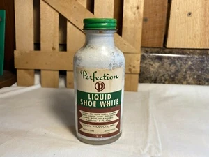 Vintage Avon Perfection flüssiger Schuh weiß 4 flüssige Unzen leere Glasflasche - Bild 1 von 6